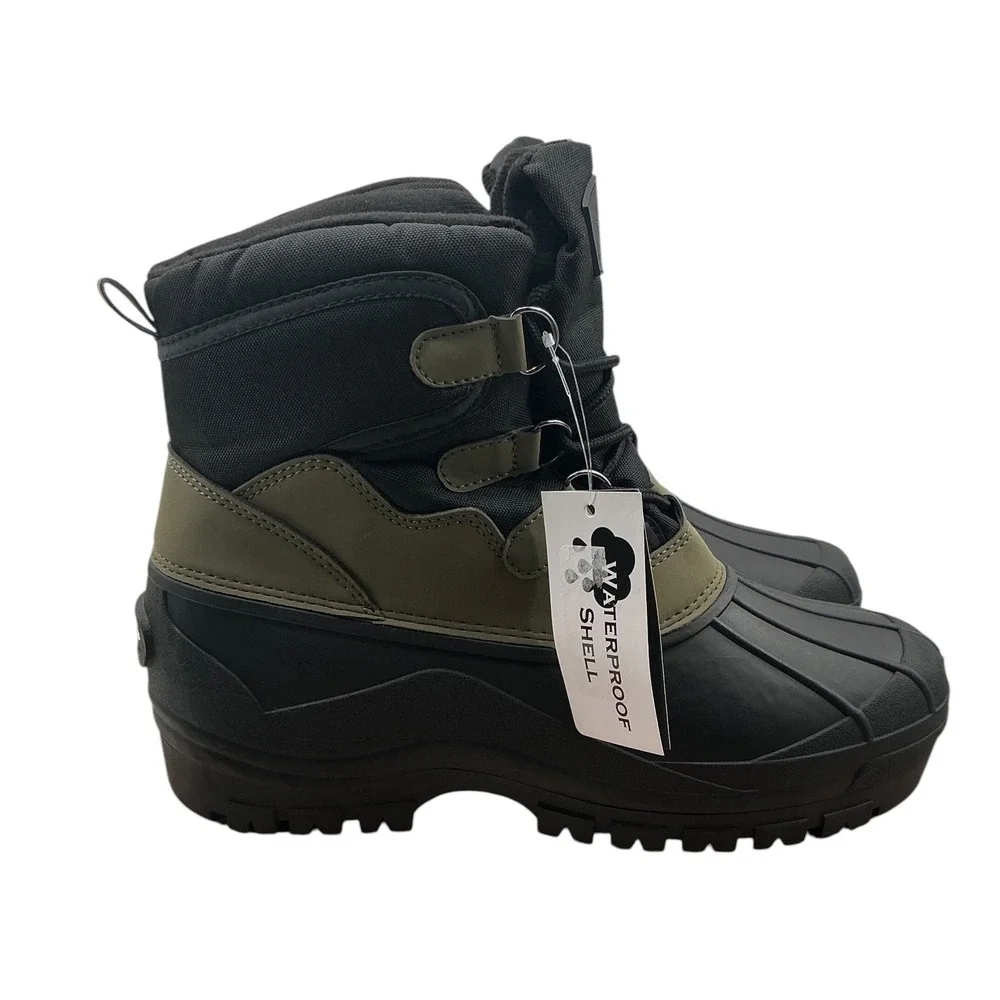 Polar Range Peak-01 Mens Winter‎ Boots Waterproof Duck Boots Olive Black Size 11